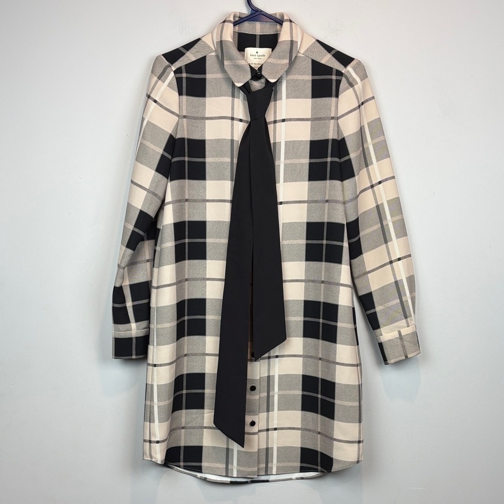 Kate Spade NY Woodland Plaid Griffin Dress with Black Tie - Picture 2 of 11